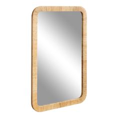 a mirror that is made out of wood and has a square frame on the front