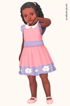 Best Maxis Match Sims 4 Toddler CC (Lookbook + Links to Download) - Aesthetic Pixelz Sims 4 Formal, Black Toddler Girl, Cc Lookbook, Pink Formal Dress, Black Toddler, Sims Ideas