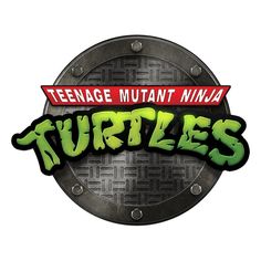 the teenage mutant ninja turtles logo is displayed on a white background with red and green lettering