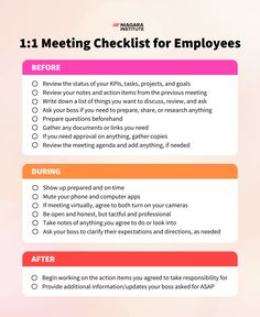 a checklist for employees with the text 11 meeting checklist for employees