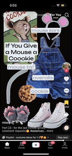 an image of a cell phone screen with some items on it and the text if you give a mouse a cookie