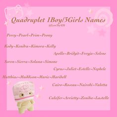 the baby girl name list is shown in pink