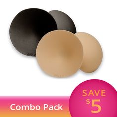 Each Double Shaper Bra Pad Combo Pack contains one set of nude and one set of black. Attractively shapes your breasts and prevents nipple show-through. The Double Shaper® is one of our most comfortable, noteworthy bra pad styles. Their circular design enhances the bust line for a fuller, more defined breast shape while looking perfectly natural. One Set, Bra, Black, Design