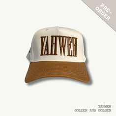 Yahweh Embroidered 100% Cotton Trucker Hats | Faith-Based Two-Toned Hats | Christian Apparel for Men & Women | Living in Light Collection Description: Embrace your faith with style through our Yeshua and Yahweh embroidered trucker hats, now made from 100% cotton, part of the Living in Light collection. These two-toned hats, available in off-white and denim or golden brown and ivory, are designed to inspire and remind you of God's word. Perfect for everyday wear or gifting to someone special, the Christian Hats, Mens Trucker Hat, Christian Apparel, Light Of The World, Christian Clothing, Faith Based, Custom Embroidery, Golden Brown, Snapback Cap