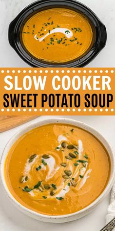 this slow cooker sweet potato soup is the perfect way to use up those leftovers