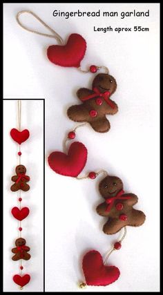 the gingerbread man garland is made with felt hearts