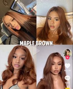 Fun Hair Color For Black Hair, Dye Hair On Brown Skin, Fall Hair Colors Light Skin, Hair Colour Honey Brown, Light Brown Ginger Hair Black Women, Hair Dyed For Brown Skin, Monochromatic Hair And Skin, Cowgirl Copper With Money Piece, Copper Brown Hair Dark Skin