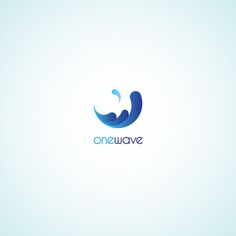 the logo for one wave is blue and has waves on it's side, as well as an oval shape