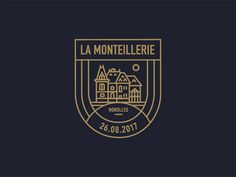 a black and gold logo with the words la montelleriee on it's side