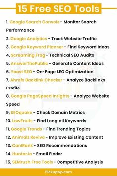 the top 15 free seo tools