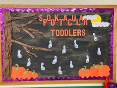 a blackboard with some writing on it that says soaktacular toddlers