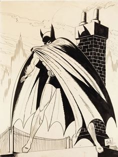 a black and white drawing of a batman