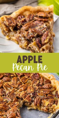 Apple Pecan Pie is a fun twist on a classic pie recipe! Combine apple pie and pecan pie to make a sweet holiday recipe perfect for fall! Fall Pies Recipes, Apple Pecan Pie, Unique Pies, Fall Pies, Crazy For Crust, Pecan Pie Filling, Holiday Pies, Pecan Pie Recipe, Pecan Recipes