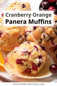 cranberry orange panera muffins on a plate