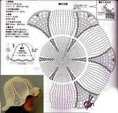 a crocheted hat is shown with instructions to make it