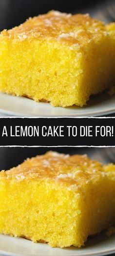 two plates with lemon cake on them and the words, a lemon cake to die for