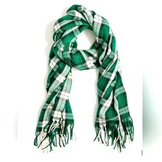 Item: Gorgeous Plaid Scarf With Fringe, Style Is Deep Emerald Academic Green Classic Scarf, Makes A Wonderful Gift, Originally $49.50 Style Profile: Fall, Winter, Preppy, Classic, Cozy Brand: J Crew Condition: New With Tags All My Items Come From A Pet-Friendly, Smoke-Free Home. White Winter Scarf, Holiday Scarves, Christmas Scarf, Scarf Poncho, Fringe Scarf, Fashion Joggers, Comfy Cozy, Green Plaid, Green And White