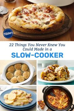 several pictures of different types of food and the words 22 things you never know you could make in a slow cooker