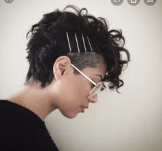 Curly Pixie Cut, Short Curly Pixie, Wavy Pixie, Bobby Pin Hairstyles, Wavy Haircuts, Curly Pixie, Haircut Inspiration