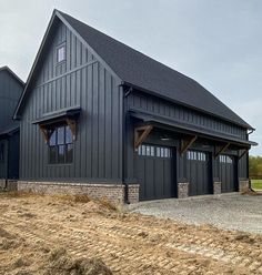 two large garages with windows on each side