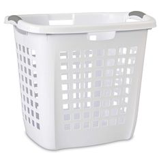 a white laundry basket on a white background