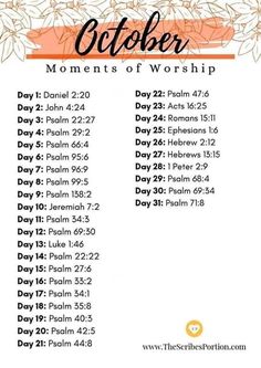 an orange and white poster with the words,'october moments of worship'on it