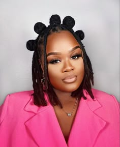 Birthday Styles For Short Locs, Loc Styles Birthday, Locs Hairstyles For Women Dreadlocks Style Dreads, Bantu Knots Hairstyles Half Up Locs, Loc Bantu Knot Styles, Birthday Loc Styles For Women, Locs Knot Bob, Medium Length Dreads Styles For Women, Loc Knot Bob Dreads Black Women