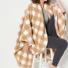 Berkshire Blanket And Home Cozy Cape Wrap Beige New 58”X64” Berkshire Blanket, Cape Wrap, Home Cozy, Cape, Jackets & Coats, Jackets For Women, Women Shopping, White, Color