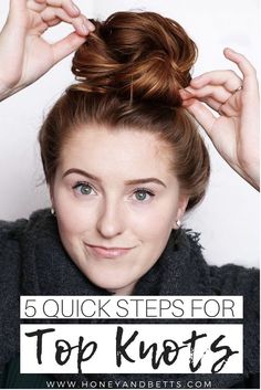 Hannah, from the Edmonton lifestyle blog Honey & Betts, is sharing the ultimate 5 steps to the perfect top knot for medium to long hair! Top Knot Tutorial, Medium To Long Hair, Dunner Wordend Haar, Top Knot Bun, Knot Hair, Hair Mist, Messy Bun Hairstyles