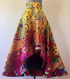 Long Flared Skirt, Skirt Circle, Fabric Clothes, African Print Skirt, Afrikaanse Mode, African Outfits, Pink Orange Yellow, African Print Fashion Dresses, African Wax Print