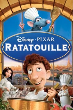 the movie ratatoulie is shown in french and english, with an image of a