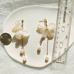 /Elegant Floral Dangle Earrings/Elegant Flower Petal With Pearl Drop Earrings/Wedding Earrings/Gift For Her Pearl Flower Earrings With Flower Charm, Feminine White Dangle Flower Earrings, Delicate Pearl White Flower Pearl Earrings, Elegant White Pearl Earrings For Spring, Spring Wedding Pearl Drop Jewelry, Pearl Flower Charm Earrings, Pearl Drop Flower Earrings, Feminine White Flower Earrings With Pearl Drop, White Flower-shaped Pearl Earrings