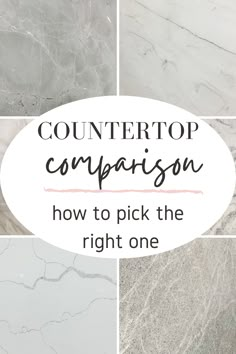 marble countertops with the words countertop comparison and how to pick the right one