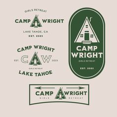 the camp wright logo and stickers are designed to look like they're camping