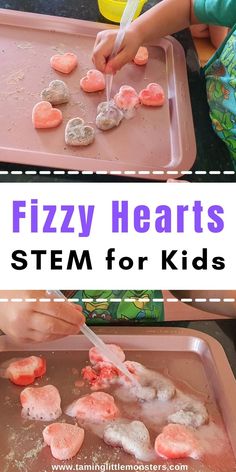 Fizzy Heart Bombs (Valentines STEM for Kids). Fun Valentine's day themed science activity for toddlers and preschoolers. #valentine #STEM #science #toddler #preschool #kindergarten Science Activity For Toddlers, Valentine Preschool Party, Valentines Stem, Valentines Day Stem, Science Activities For Toddlers