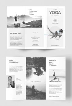 the yoga brochure is open and ready to be used as a pamphlet or book