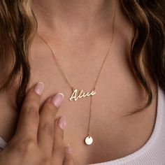 ✨ Elevate Your Elegance with Our 14K Gold Initial Necklaces ✨ Unveil a new level of sophistication with our stunning 14K initial necklace collection. Each custom necklace is carefully handcrafted from luxurious gold, designed to add a touch of refined elegance to any outfit. 🌟 Whether it's a charm necklace adorned with meaningful symbols or a sleek letter necklace showcasing your initials, our designs offer a unique blend of personalization and grace. 💖 Celebrate Special Bonds with Custom Friendship Necklaces 💖 Cherish the special connections in your life with our bespoke custom friendship necklace and customized necklace options. Perfect for commemorating treasured moments or expressing heartfelt sentiments, these pieces are crafted with love and attention to detail. Our friendship jew Elegant Gold Charm Necklace With Name, Personalized 14k Gold-filled Charm Necklaces, Gift Name Necklace With Initial Pendant, Tarnish Resistant, Birthday Letter-shaped Name Charm Necklaces, Elegant Gold Necklace, Nameplate Necklace Gold, 14k Gold Initial Necklace, Personalized Pendant Necklace, Custom Engraved Necklace