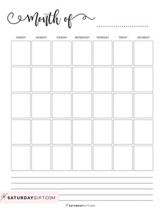 the free printable calendar is shown in black and white