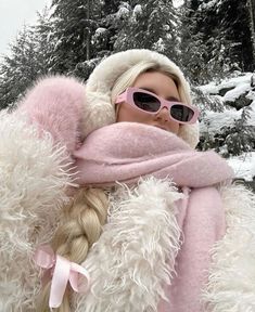 Winter Outfit Coquette, Pink Ski Outfit, Pink Fuzzy Socks, Sweater Doll, Winter Wonderland Outfit, Aesthetic Hotel, Dress Hairstyle, Snow Pics, Ootd Simple