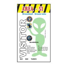 an alien sticker with the words area 51 on it