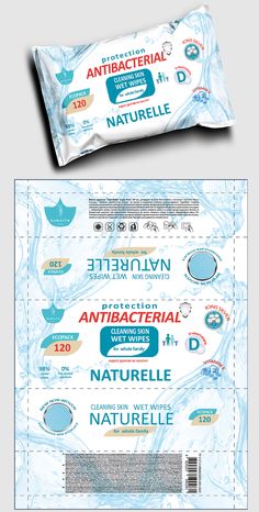 the packaging design for an antibacterial product is shown in blue and white