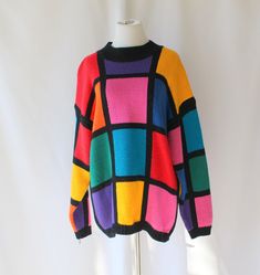 dreamy super soft 100% acrylic 1980s large fun oversized sweater so fun for unisex this is a gem!! good vintage condition  measures: 50" bust 32"long Thank YOU and please feel free to ask me any ?s:) Have a lovely day!! xoxo www.etsy.com/shop/retroandme Retro Winter Sweater With Color Matching, Oversized Retro Acrylic Sweater, Oversized Retro Sweater, Retro Color Block Sweater For Winter, Oversized Colorful Color Block Sweater, Colorful Oversized Color Block Sweater, Retro Color Block Winter Sweater, Retro Winter Color Block Sweater, Oversized Color Block Sweater In Colorful