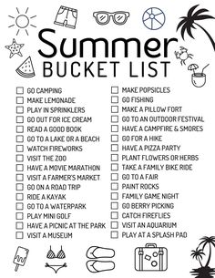 a printable summer bucket list