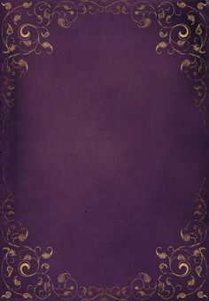 a purple background with gold swirls and scrolls on the edges, as well as an ornate border