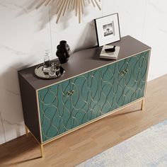 a sideboard with an ornate design on it