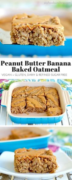 peanut butter banana baked oatmeal in a baking dish