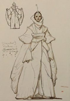 a drawing of a woman's dress and headdress from the movie star wars