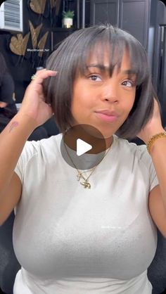 Bob Short Hairstyles For Black Women, Bob With Bangs Quick Weave, Bob Thinning Hair, Pretty Bob Hairstyles, Short Bob With Bangs Black Women, Short Bob Haircut For Round Face, French Bob Black Women, Bang Bob Hairstyles For Black Women, Baddie Bob Hairstyles