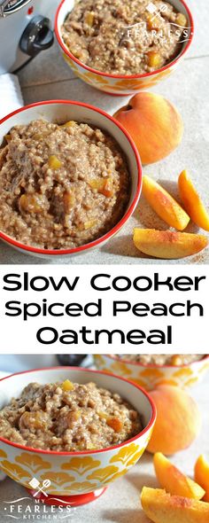 this slow cooker spiced peach oatmeal is the perfect breakfast for busy mornings