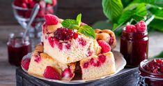 a cake with cranberry toppings on a plate